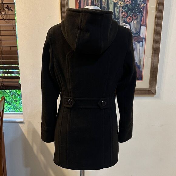 Preston & York Women's Dark Brown Double-Breasted Hooded Wool Coat Size 6 - Picture 8 of 12